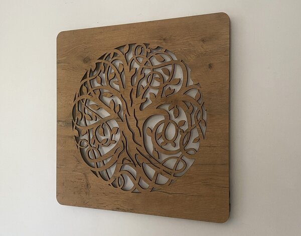 "Strom života" světelný obraz 230V 62x62cm provedení povrchu: dub světlý