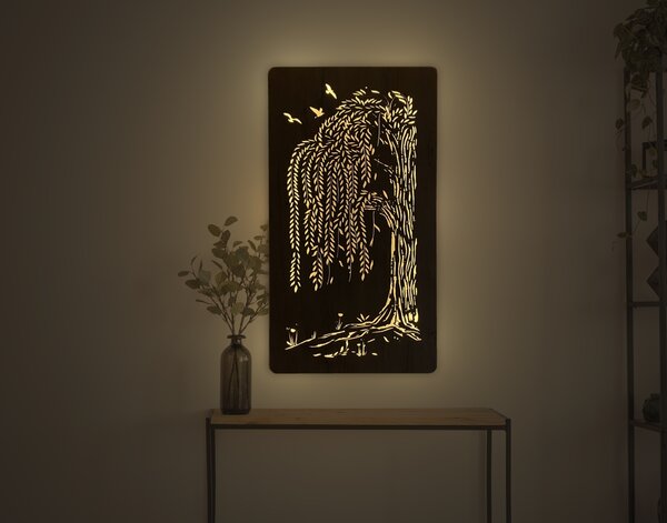 "Vrba" světelný obraz 230V 55x100cm provedení povrchu: dub světlý