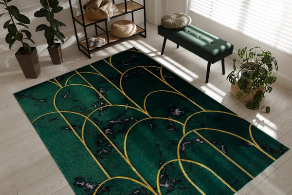 Makro Abra Kusový koberec EMERALD 1016 Luxusní art deco zelený zlatý Rozměr: 120x170 cm