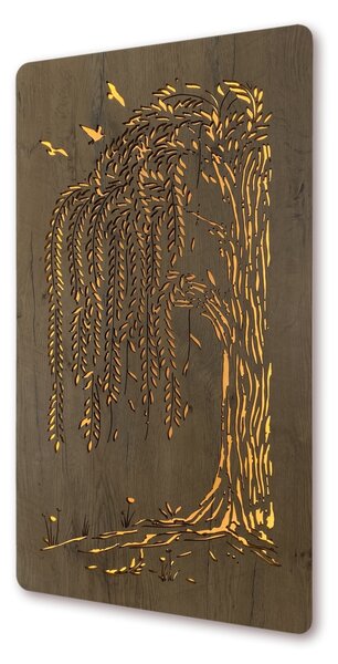 "Vrba" světelný obraz 230V 55x100cm provedení povrchu: dub světlý