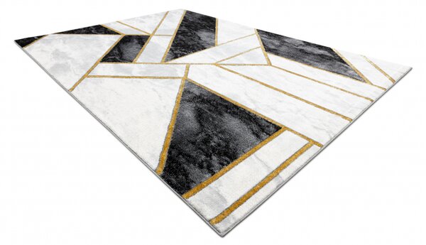 Makro Abra Kusový koberec EMERALD 1015 Luxusní mramor geometrický krémový černý zlatý Rozměr: 140x190 cm
