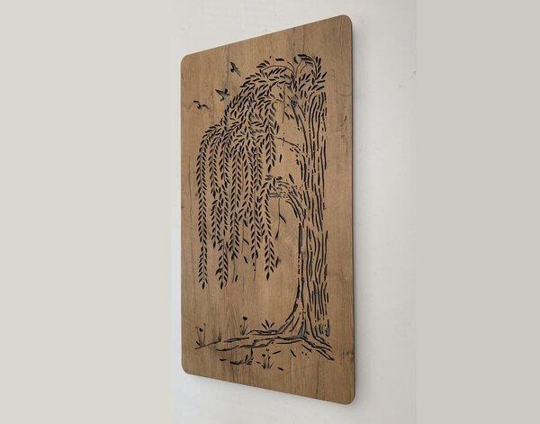 "Vrba" světelný obraz 230V 55x100cm provedení povrchu: dub světlý