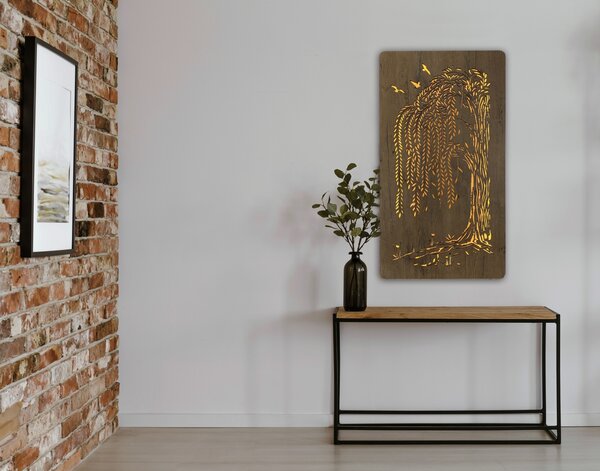 "Vrba" světelný obraz 230V 55x100cm provedení povrchu: dub světlý