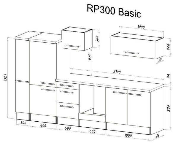 KUCHYŇSKÝ BLOK 300 cm Respekta - Online Only kuchyňské linky, Online Only