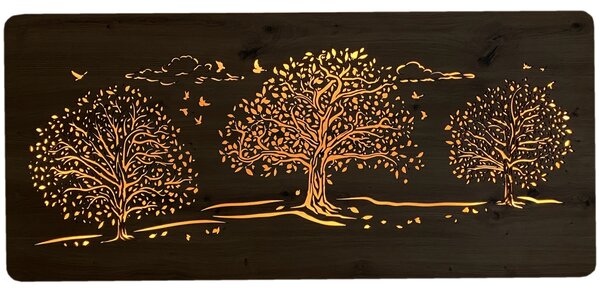 "Tři lípy" světelný obraz 230V 110x50cm provedení povrchu: dub světlý