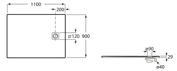 Roca Magma obdélníková sprchová vanička 110x90 cm béžová APE0144C38403650