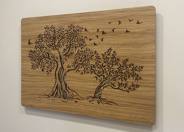 "Dvě olivy" světelný obraz 230V 90x60cm provedení povrchu: dub světlý