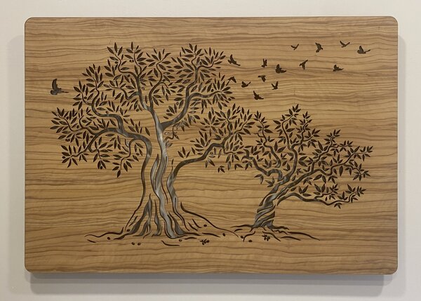 "Dvě olivy" světelný obraz 230V 90x60cm provedení povrchu: dub světlý