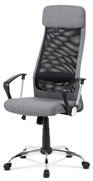 Kancelářská otočná židle PERRY na kolečkách — chrom, látka, více barev Šedá