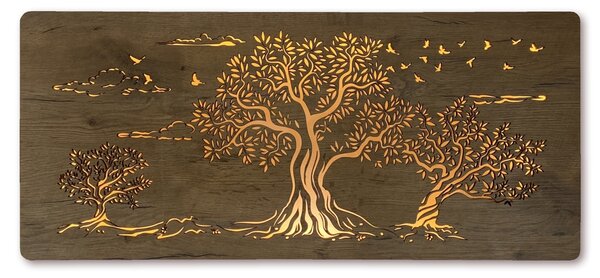 "Tři olivy" světelný obraz 230V 110x50cm provedení povrchu: dub