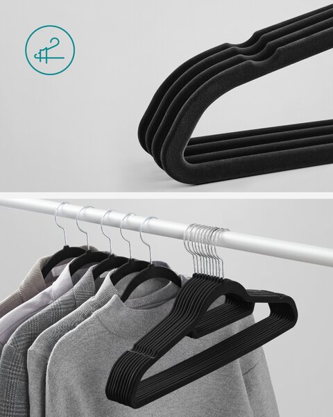 SONGMICS Ramínka na šaty černé 43 cm 50 ks