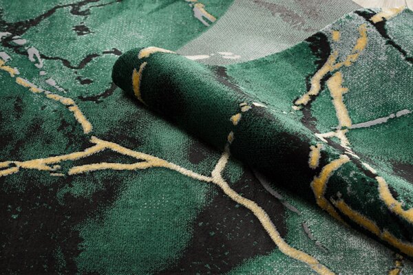 Makro Abra Kusový koberec EMERALD 1018 Luxusní mramor abstraktní zelený zlatý Rozměr: 80x150 cm