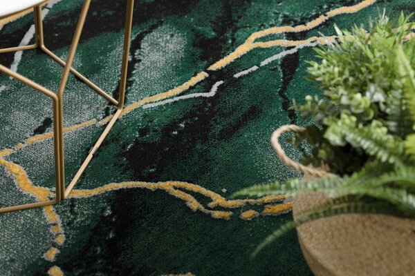 Makro Abra Kusový koberec EMERALD 1018 Luxusní mramor abstraktní zelený zlatý Rozměr: 80x150 cm