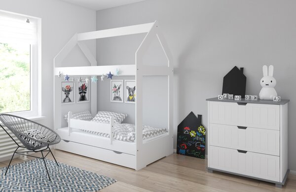BabyBeds Dětská postel DOMEČEK bílá Velikost postele: 180x80 cm, Barevné provedení: Bílá, Úložný prostor: Ano, s úložným prostorem
