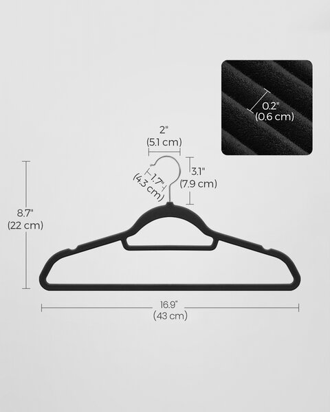 SONGMICS Ramínka na šaty černé 43 cm 50 ks
