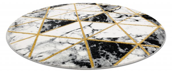 Makro Abra Kulatý koberec EMERALD 1020 Luxusní geometrický krémový černý zlatý Rozměr: průměr 120 cm