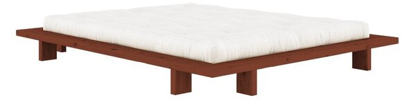 Dvoulůžková postel z borovicového dřeva bez čela s roštem 180x200 cm v terakotové barvě Japan – Karup Design