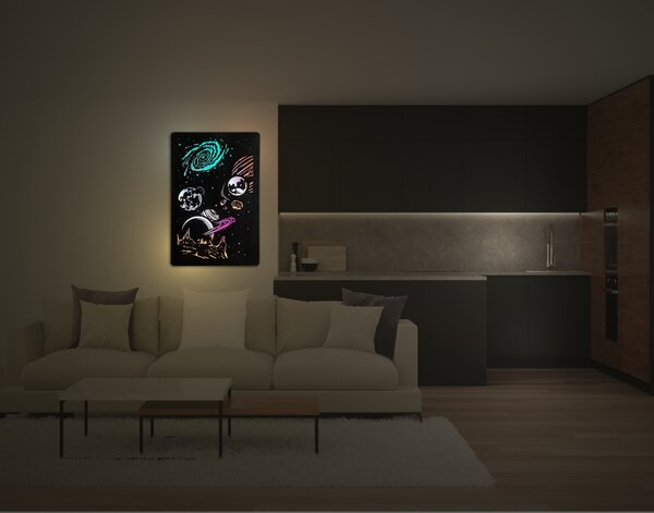 "Vesmír" světelný obraz RGB 230V 60x90cm provedení povrchu: dub světlý