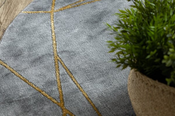 Makro Abra Kulatý koberec EMERALD 1022 Luxusní moderní geometrický šedý zlatý Rozměr: průměr 120 cm