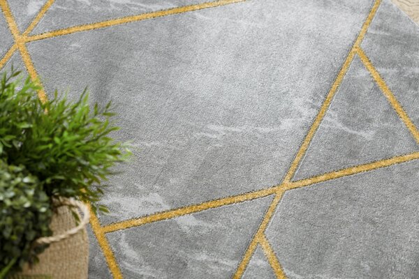 Makro Abra Kulatý koberec EMERALD 1012 Luxusní geometrický šedý zlatý Rozměr: průměr 120 cm