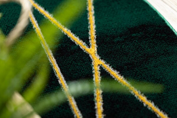 Makro Abra Kulatý koberec EMERALD 1022 Luxusní moderní geometrický zelený zlatý Rozměr: průměr 120 cm
