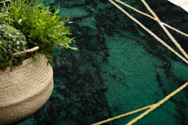 Makro Abra Kulatý koberec EMERALD 1022 Luxusní moderní geometrický zelený zlatý Rozměr: průměr 120 cm