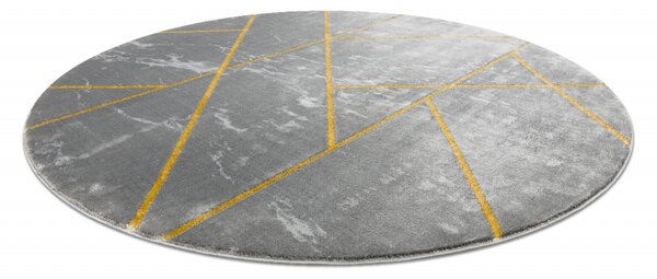 Makro Abra Kulatý koberec EMERALD 1012 Luxusní geometrický šedý zlatý Rozměr: průměr 120 cm