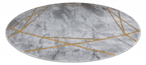Makro Abra Kulatý koberec EMERALD 1022 Luxusní moderní geometrický šedý zlatý Rozměr: průměr 120 cm