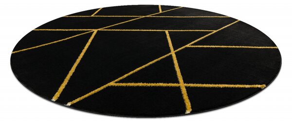 Makro Abra Kulatý koberec EMERALD 1012 Luxusní geometrický černý zlatý Rozměr: průměr 120 cm
