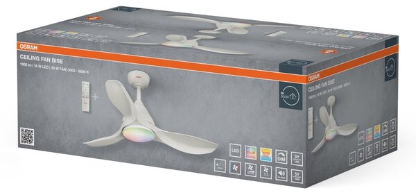 Stropní ventilátor Bise 1065 mm 48 W, laditelná bílá RGB