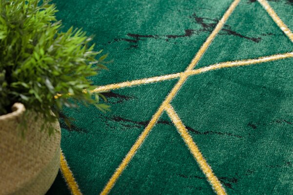 Makro Abra Kulatý koberec EMERALD 1012 Luxusní geometrický zelený zlatý Rozměr: průměr 120 cm