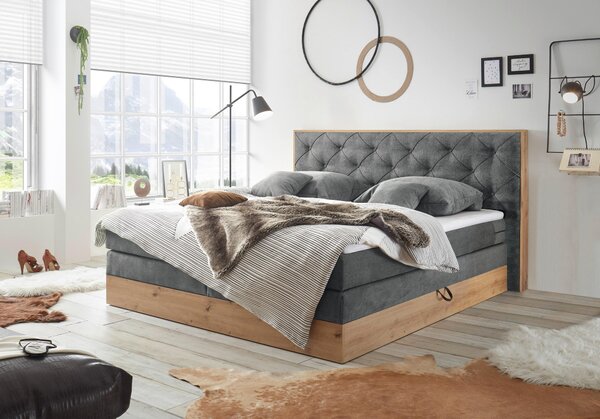 POSTEL BOXSPRING, 180/200 cm, antracitová, přírodní barvy Esposa - Manželské postele, Online Only