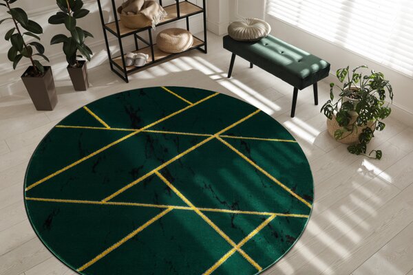 Makro Abra Kulatý koberec EMERALD 1012 Luxusní geometrický zelený zlatý Rozměr: průměr 120 cm