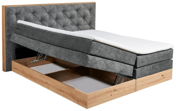 POSTEL BOXSPRING, 180/200 cm, antracitová, přírodní barvy Esposa - Manželské postele, Online Only