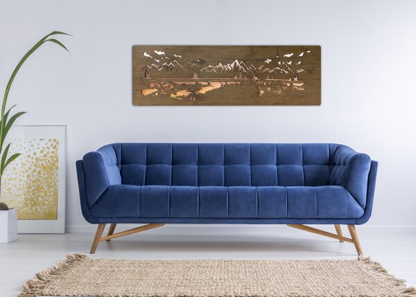 "Jezero" světelný obraz 230V 120x40cm provedení povrchu: dub světlý