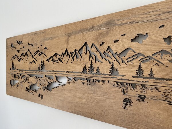 "Jezero" světelný obraz 230V 120x40cm provedení povrchu: dub světlý