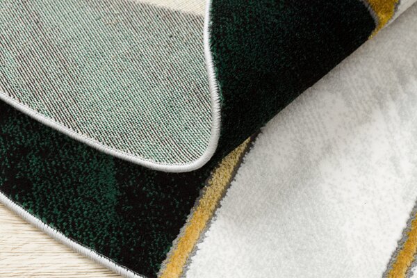 Makro Abra Kulatý koberec EMERALD 1015 Luxusní mramor geometrický krémový zelený zlatý Rozměr: průměr 120 cm