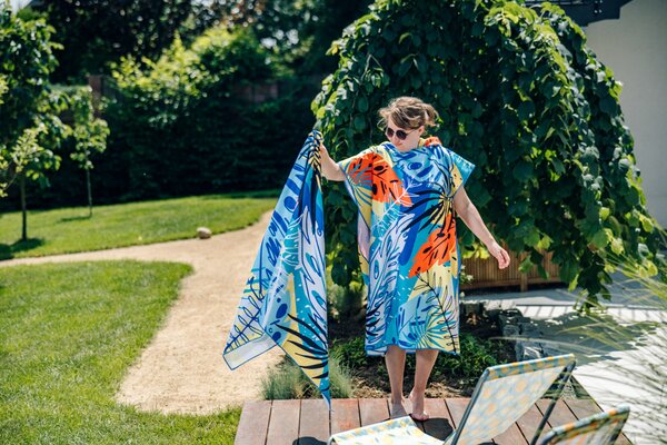 Plážové pončo SUMMER FRESH modro-žluté 80x145 cm