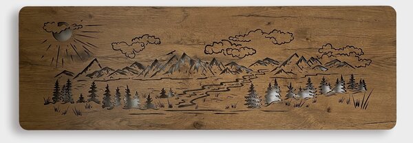 "Hory, les" světelný obraz 230V 120x40cm provedení povrchu: dub světlý