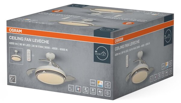 Stropní ventilátor Leveche 1060 mm 66 W, laditelná bílá