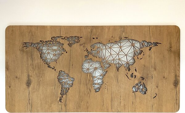 "Mapa světa" světelný obraz 230V 120x60cm provedení povrchu: dub světlý