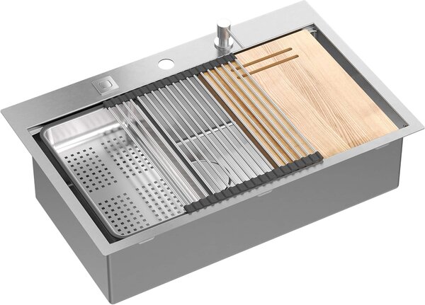 Quadron Burt ocelový dřez se sifonem 76x49 cm ocel MF76050BS
