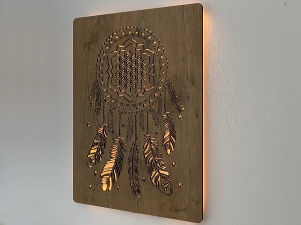 "Lapač" světelný obraz 230V 62x80cm provedení povrchu: dub světlý
