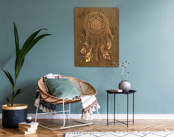 "Lapač" světelný obraz 230V 62x80cm provedení povrchu: dub světlý