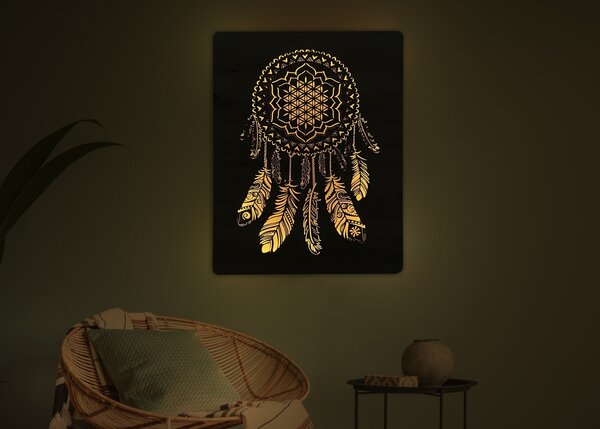 "Lapač" světelný obraz 230V 62x80cm provedení povrchu: dub světlý
