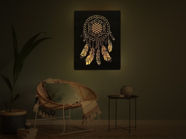 "Lapač" světelný obraz 230V 62x80cm provedení povrchu: dub světlý
