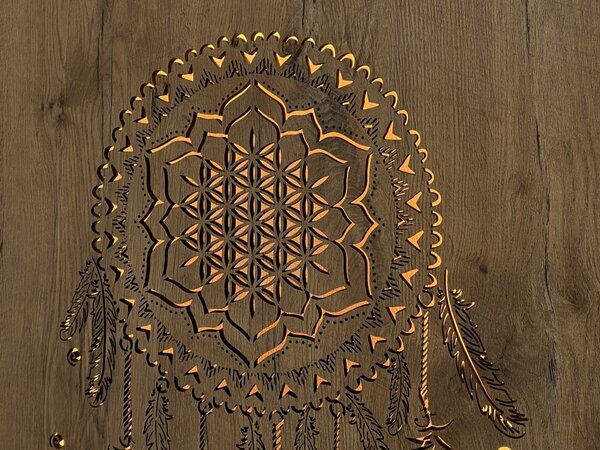 "Lapač" světelný obraz 230V 62x80cm provedení povrchu: dub světlý