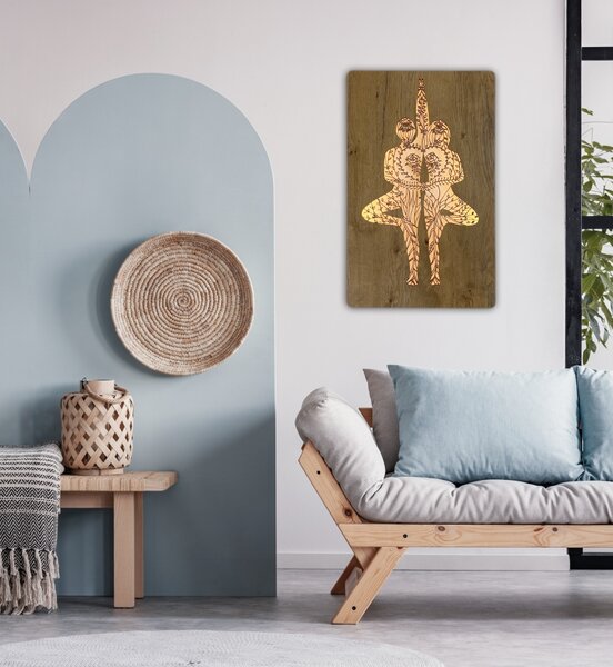 "Souznění" světelný obraz 230V 38x62cm provedení povrchu: dub světlý