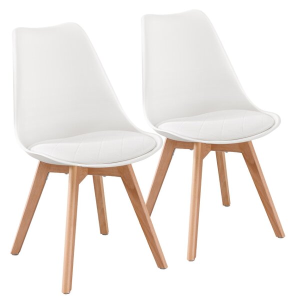 Set dvou jídelních židlí KDCB35988WD01 bílé / hnědé nohy (2 ks)