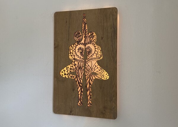 "Souznění" světelný obraz 230V 38x62cm provedení povrchu: dub světlý